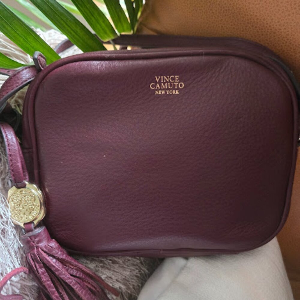 Vince Camuto Burgandy Leather Crossbody Bag